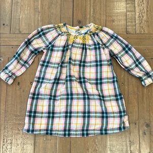 Baby Boden pink plaid smocked dress 18-24 months